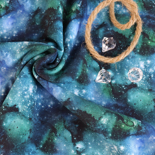 Motif Galaxie - Turquoise - Coton Spandex 240 gsm - Coupon