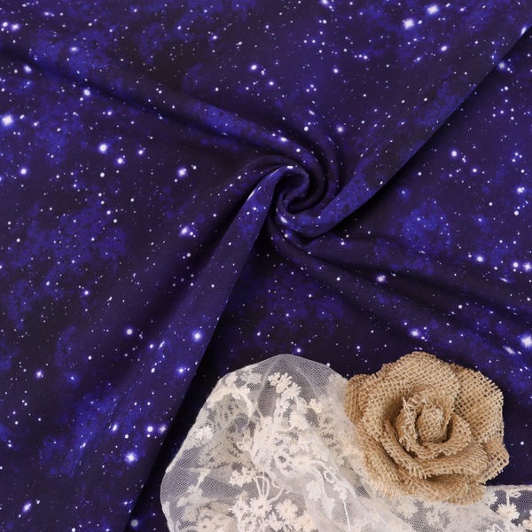 Motif Galaxie - Bleu-Violet - DBP/Double Polyester Brossé - Coupon