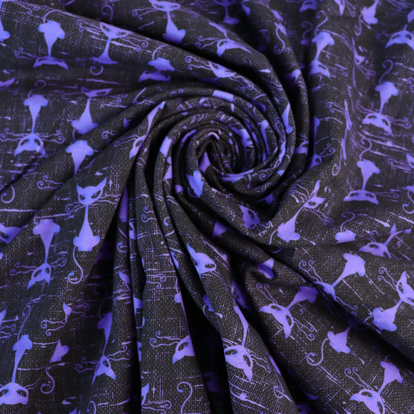 Spooky Xmas - Cats Purple - Coton Spandex 240 gsm - Coupon