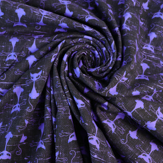 Spooky Xmas - Cats Purple - Coton Spandex 240 gsm