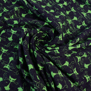 Spooky Xmas - Cats Green - Coton Spandex 240 gsm - Coupon